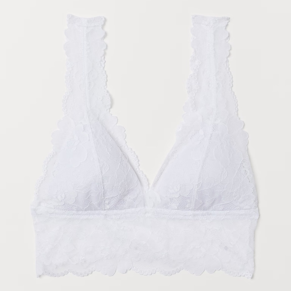 Padded lace bralette, White - H&M - size US 4 (B70), NWOT